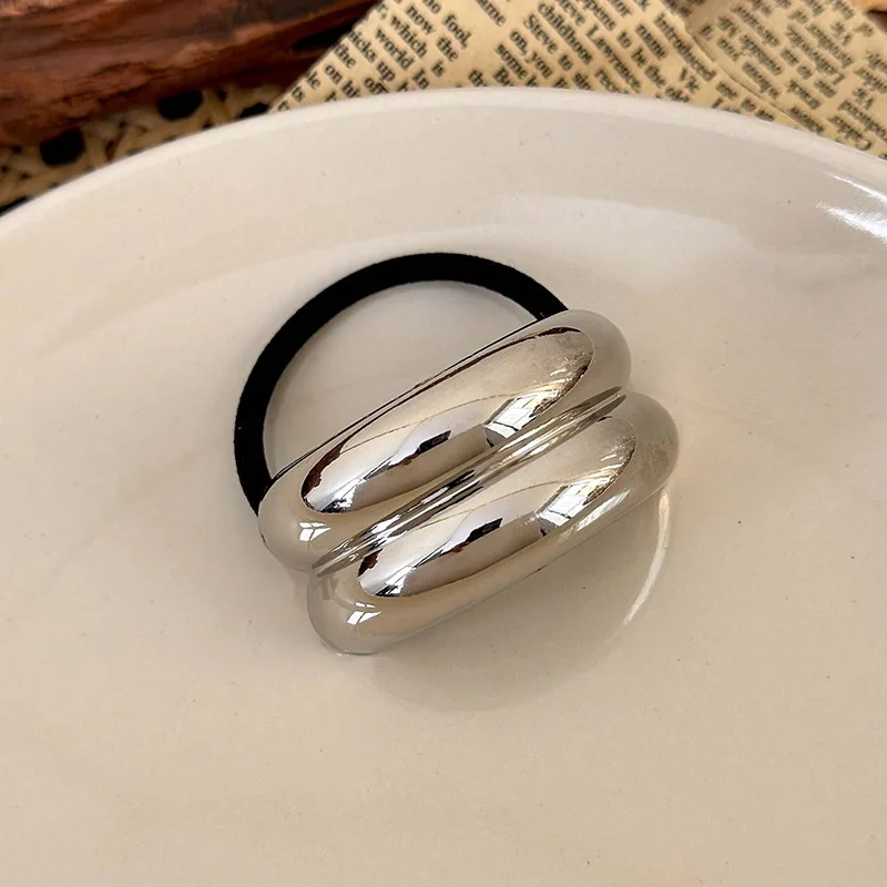 Girls Women Korean Rubber Bands Hair Tie Ropes Metal Elastic Scrunchies Ponytail Hair Accessories Styling Tools Gum Gifts