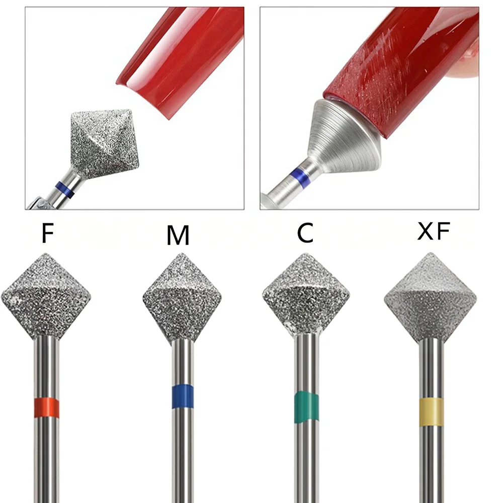 1/2/3개 다이아몬드 모양의 다이아몬드 네일 드릴 비트는 손톱 가장자리의 각질과 큐티클을 광택을 낸다거나 제거하는 데 사용됩니다.