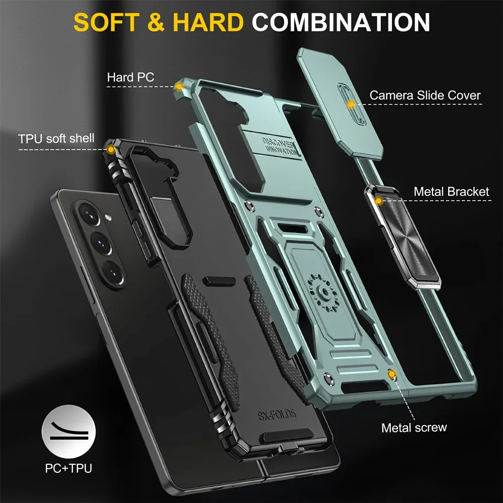 Shockproof Slide Lens Ring Case - Enhanced Protective Back Cover for Samsung Galaxy Z Fold Series