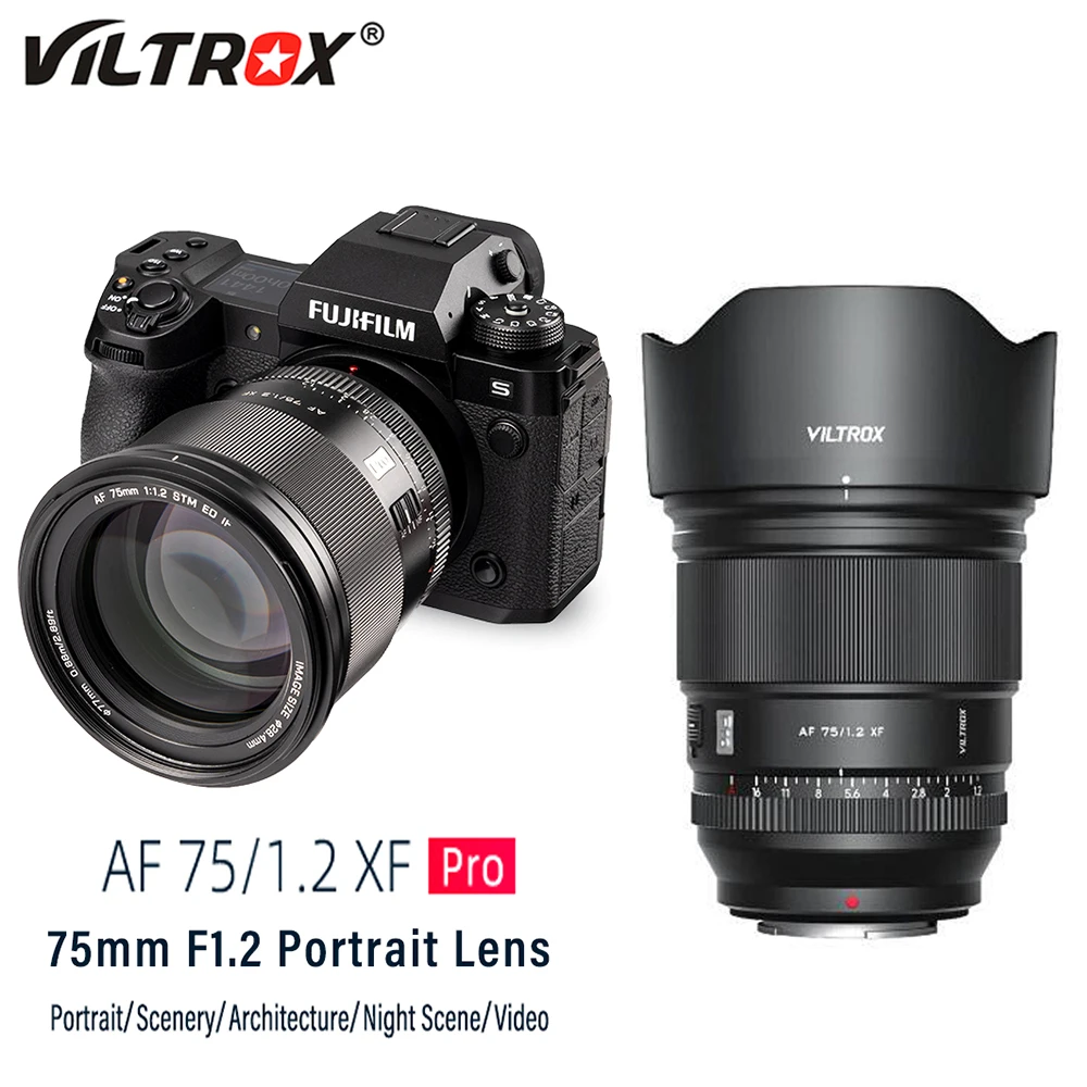 

Viltrox 75mm F1.2 Pro AF Prime Lens for Fujifilm XF APS-C Camera X-T2/T3/T4/T5 S10 H1 H2 H2S X-T10/20/30/30II X-Pro2 Pro3 E3 E4