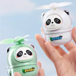 Cute Panda Mini Fan Cooler Portable Cartoon Handheld USB Fan Rechargeable USB Gadgets For Student Office Outdoors Summer