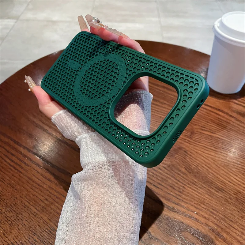 Enhanced Matte Magnetic Heat Dissipation Shockproof Hard Back Case with Hollow Design