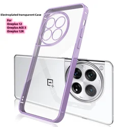 Luxury Plating Transparent TPU Silicone Phone Bumper Case for Oneplus Ace 3 (Purple)