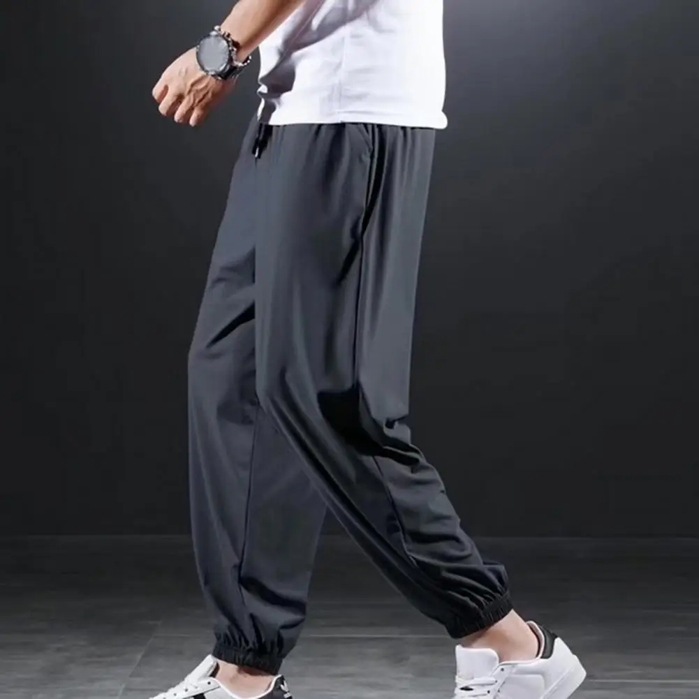 Description Picture 6 of itemSummer Quick-drying Ice Silk Casual Pants Men's Ultra-thin Elastic Nine-point Pants Loose Drape Solid Beam Feet Pants