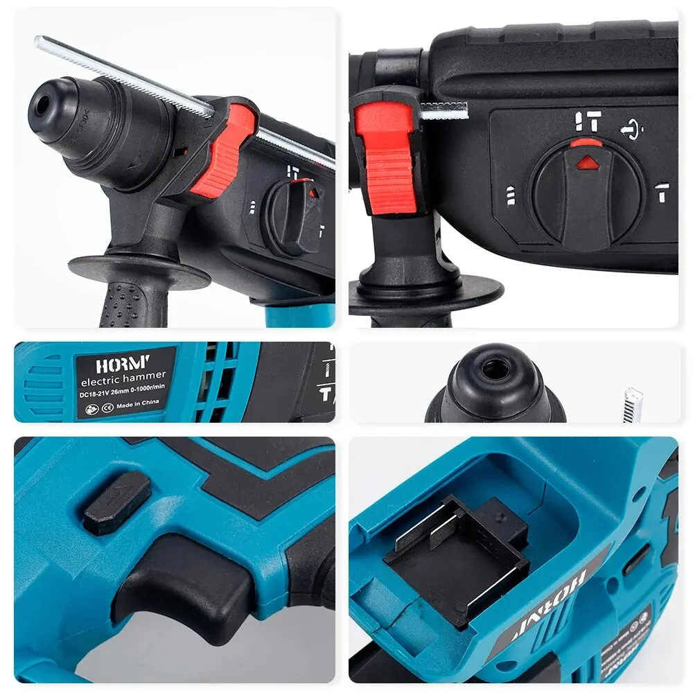 Hormy Brushless Electric Hammer 20V Impact Drill Cordless Drill Multifunction Rotary Rechargeable Power Tools For Makita Battery 6