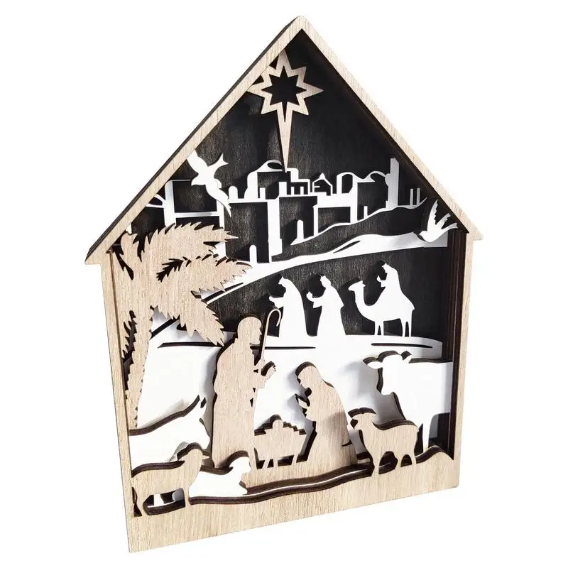 

Religious Wooden Ornaments 3D Artistic Wood Craft Decoration Handmade Decorations Sculpture For Bedroom Mantelpiece Desktop