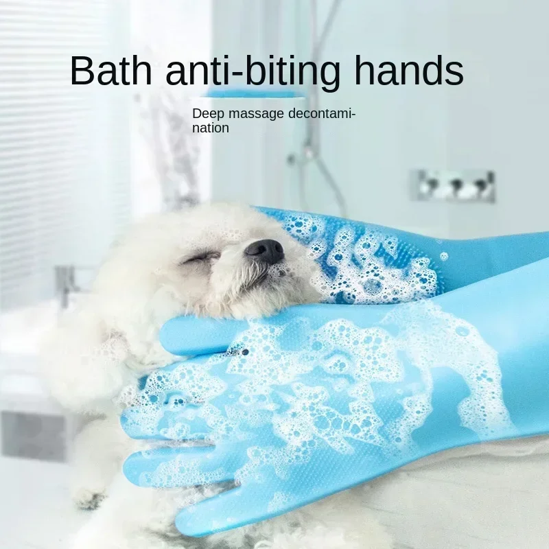 Bathroom Dog Cats Bath Brush Massage Gloves Soft Rubber Comb Pet Accessories for Cats Shower Cleaning Tools Suppliers