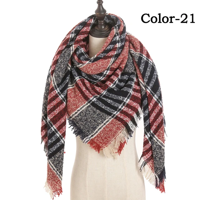 2021 new Cashmere Scarf For Women Plaid Knitted Triangle Pashmina Winter Warm Shawl Wraps Bufanda Female Soft Neck Echarpe UE-21