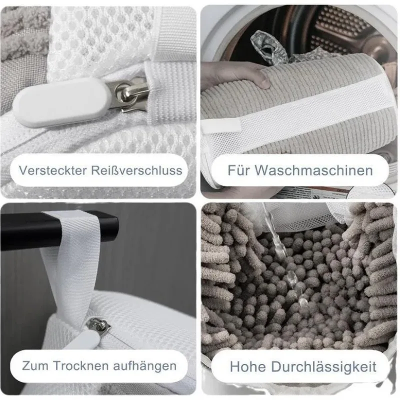 Plush Shoe Wash Bag Side Zipper Shoe Bag for Washing Machine Velvet Lined Shoe Washing Bag Fluffy Fiber Sneaker Laundry Bags 5