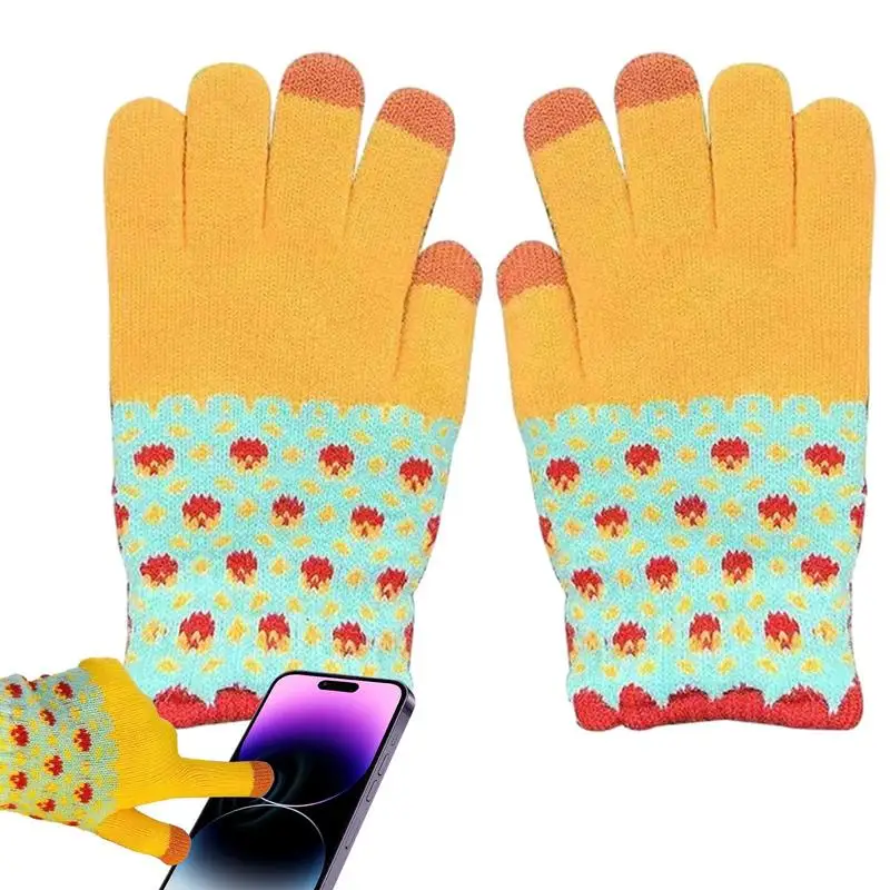 

Winter Touchscreen Gloves Warm Touchscreen Texting Knit Gloves Stretch Knitted Touchscreen Mittens For Indoor Outdoor Winter