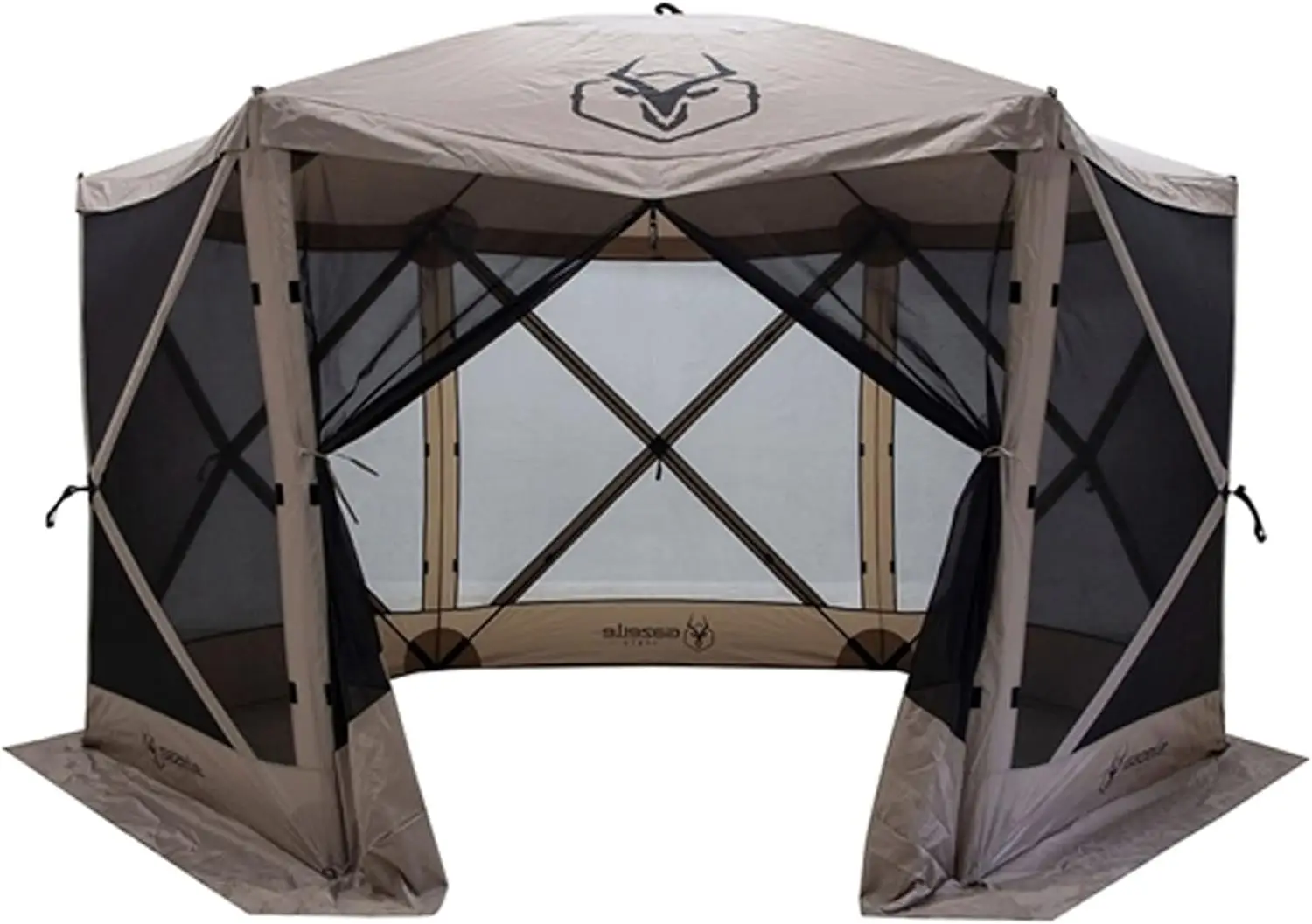 

Tents G6 8 Person 12 by 12 Pop Up 6 Sided Portable Hub Gazebo Screen Canopy Tent with Large Main Door, Wind Panels, and