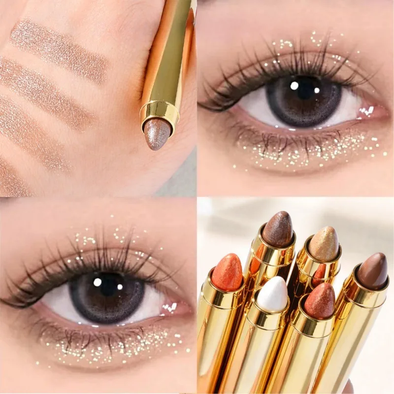 6color Eye Shadow Pen Eye Makeup Lying Silkworm Pen Double-ended Highlight Pen Eye Shadow Stick Women's Micro-pearl Matte Makeup 4