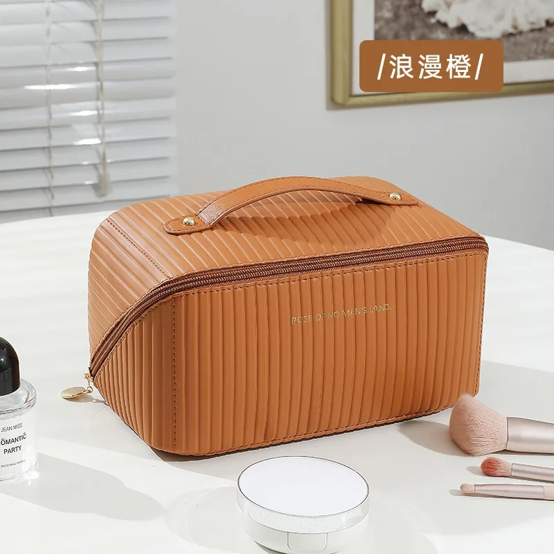 Large Women's cosmetic bag Pu Leather waterproof makeup bag Portable Washbag travel essentials Luxury Brand Hangbag Pencil cases