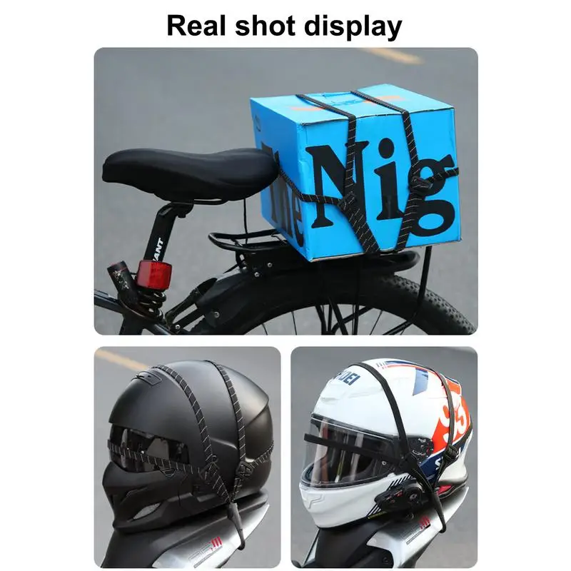 Motorcycle Luggage Straps With Hook Motorcycle Tie Rope Versatile Reflective Luggage Rope For Hat Scooter Binding Elastic Belt