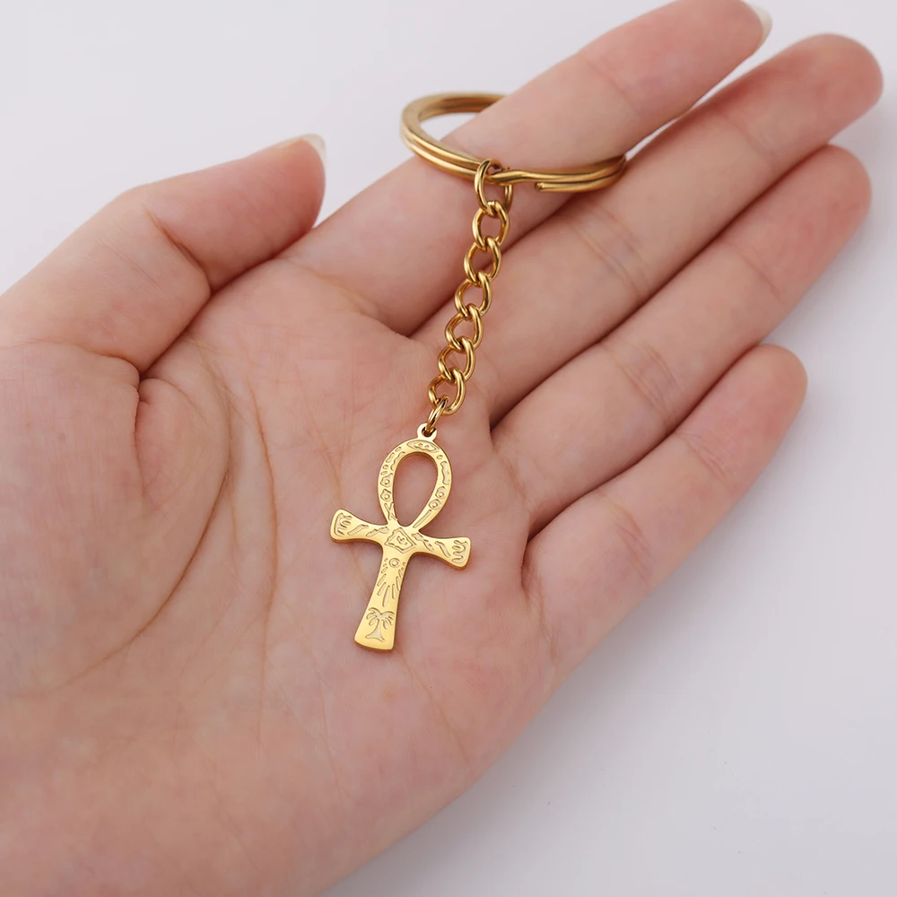 Dawapara Altägyptischer Ankh-Kreuz-Schlüsselanhänger, Auge des Horus, Anubis-Schutz, Amulett, Schlüsselanhänger, Edelstahl-Schmuck – Detail 11