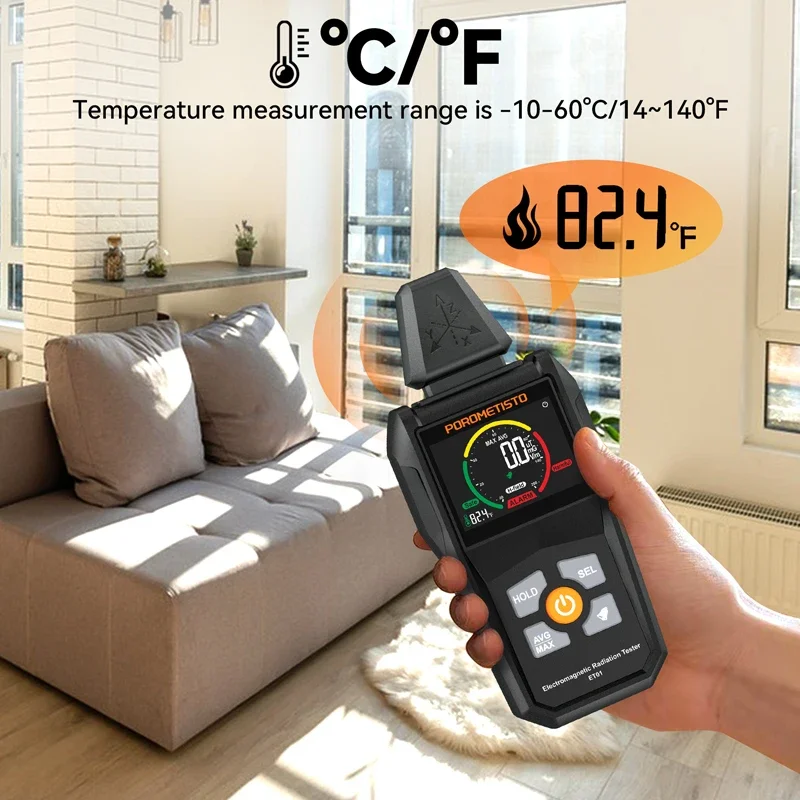 3 in 1 Electromagnetic Radiation Tester Temp/Electric Field/Magnetic Field Radiation Detector 9999 Displays Handheld EMF Meter emf meter tester