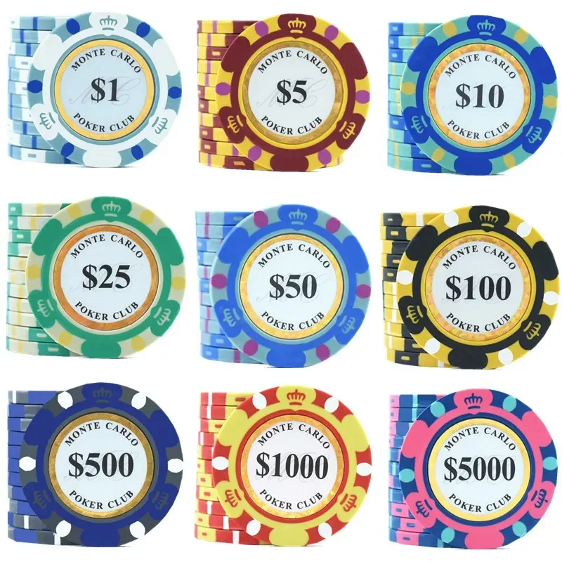 Monte Dollar Carlo Coins 10pcs Golden Clay Poker Chips Casino Coins 14gram Clay Coin Poker Chips Entertainment poker chips