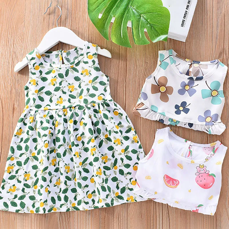 Kleider Sommer für ärmellose süße Print Prinzessin Party Mädchen Kleid Kinder Mädchen Mode Kleidung_voghion.com