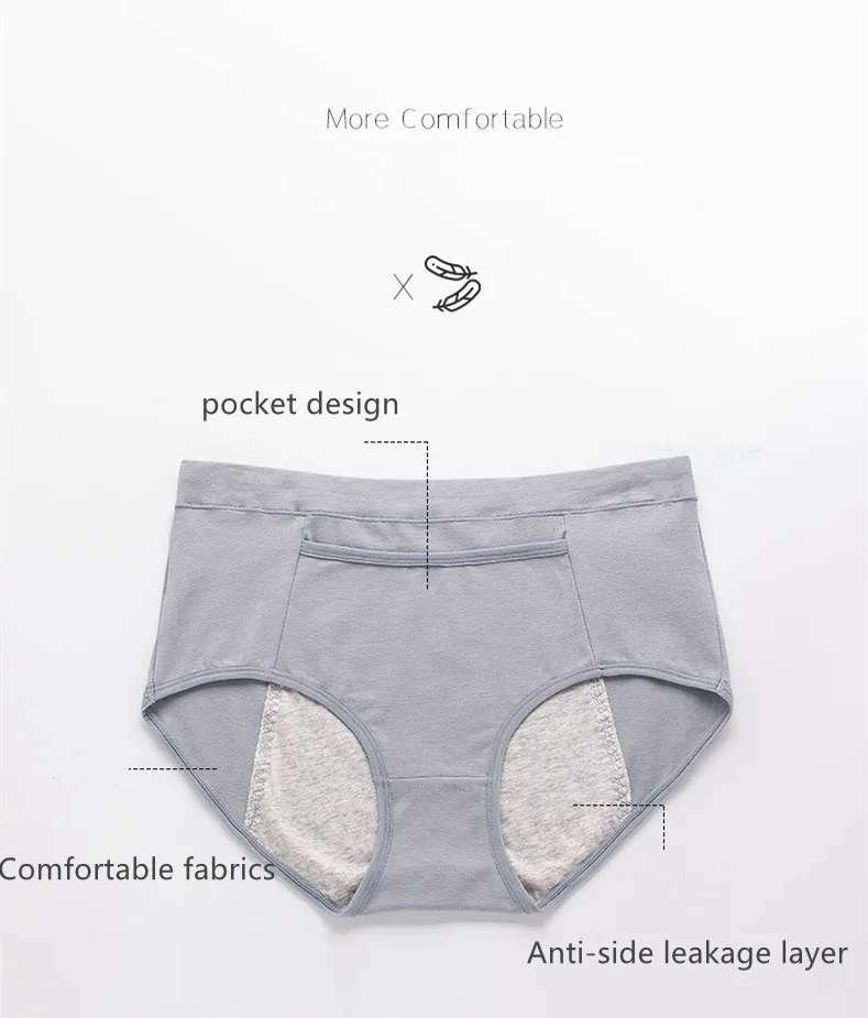 CODE RED Period Panties/Maternity With Pocket-Grey-2XL 
