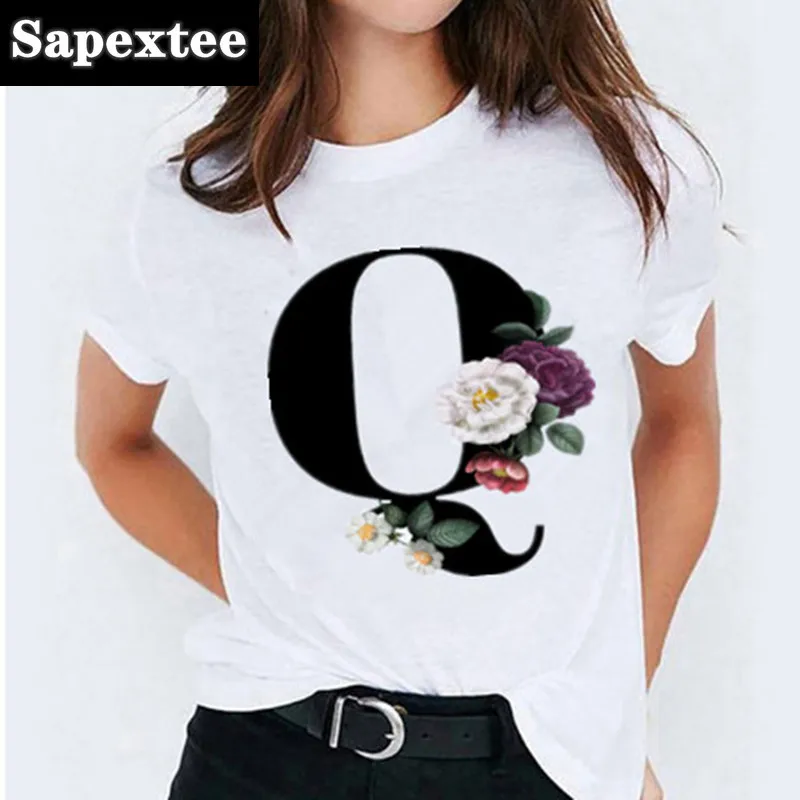 26 Letter Printed Women T-shirts Harajuku 2021 New Tops Casual Tee Summer Short Sleeve Graphic Female T shirt for Women Clothing - 5
