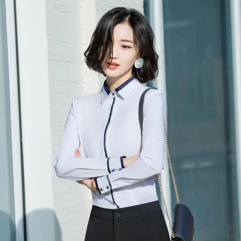 Chemise Longue Femme Col Boutonné Manches Longues - Haut Léger Habillé Décontracté