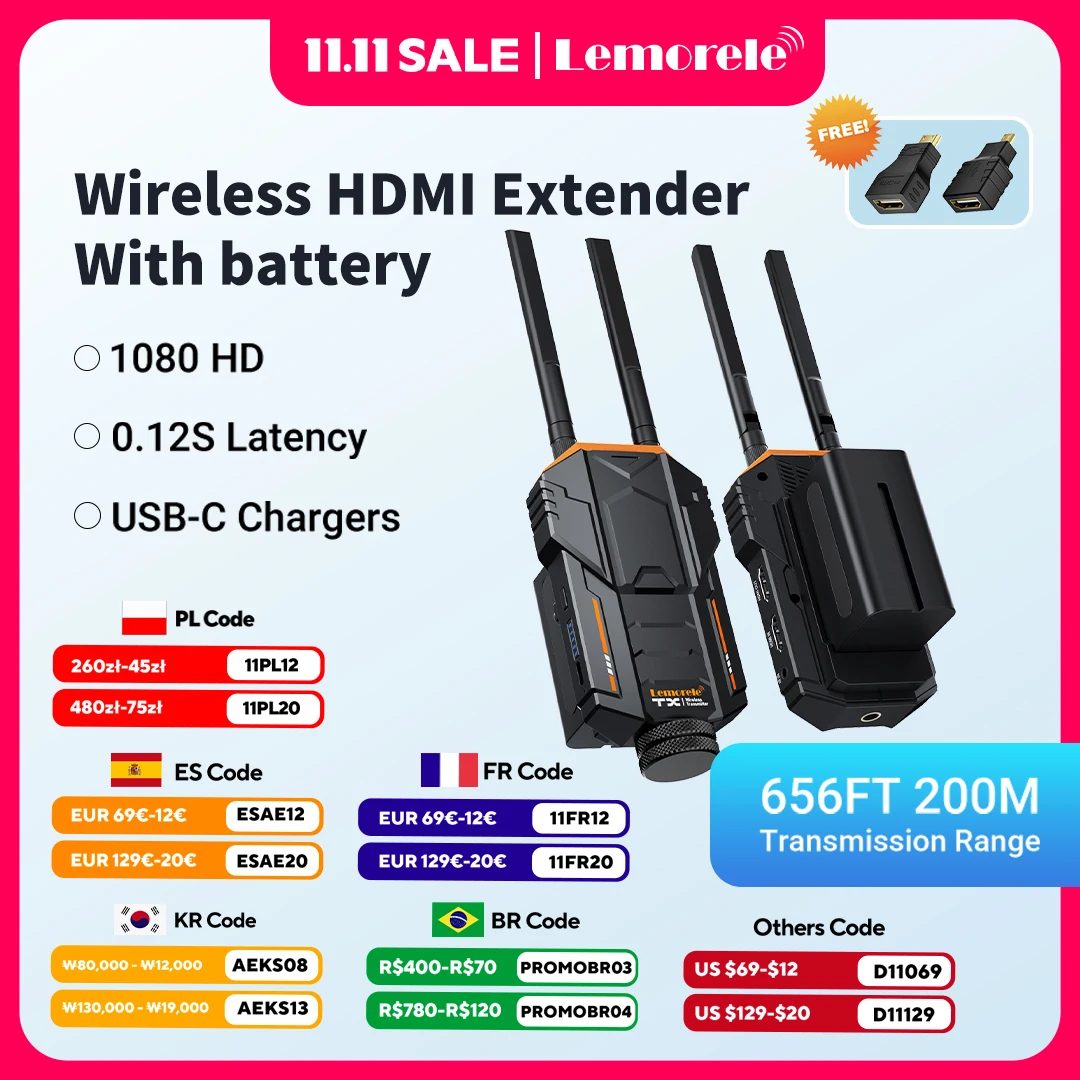 Lemorele 200 メートルワイヤレス HDMI ビデオトランスミッター