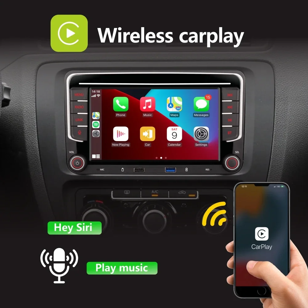 자동차 라디오 2Din 무선 Carplay 안드로이드 자동 DAB + 폭스 바겐 폭스 바겐 골프 Tiguan Passat b7 Jetta Touran Polo CC Skoda SEAT
