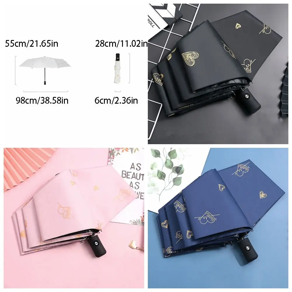 Cute UV Protection Automatic Umbrella Windproof Thickened Rain Umbrella Reinforced Portable Folding Umbrella Sun Protection