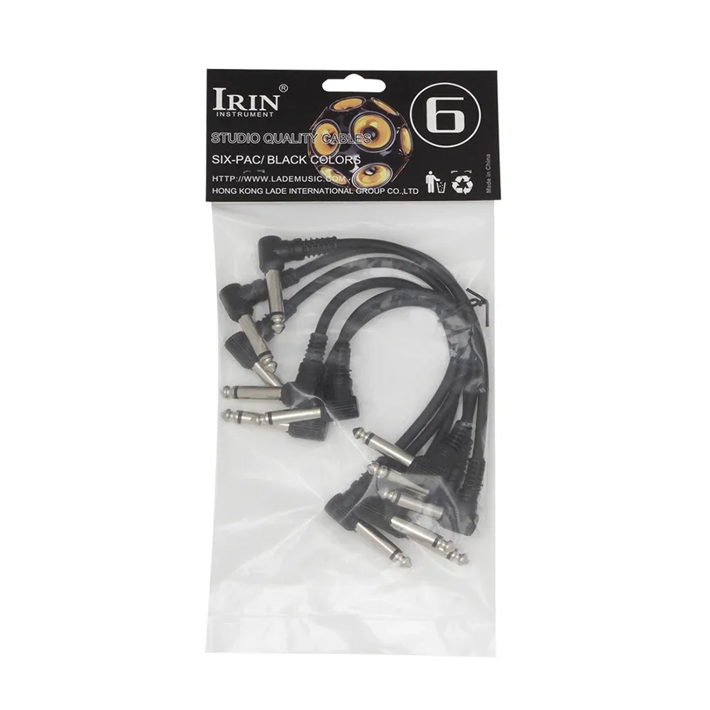 Guitar Effect Pedal Cable 6Pcs 6.35mm Angle Plug No Noise Shielded For Guitar Effect Pedals Parts Accessories