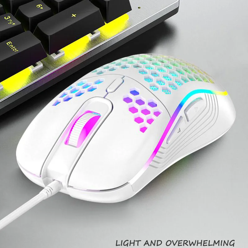 Wireless RGB Gaming Mouse with Ergonomic Honeycomb Design and Charging Capability