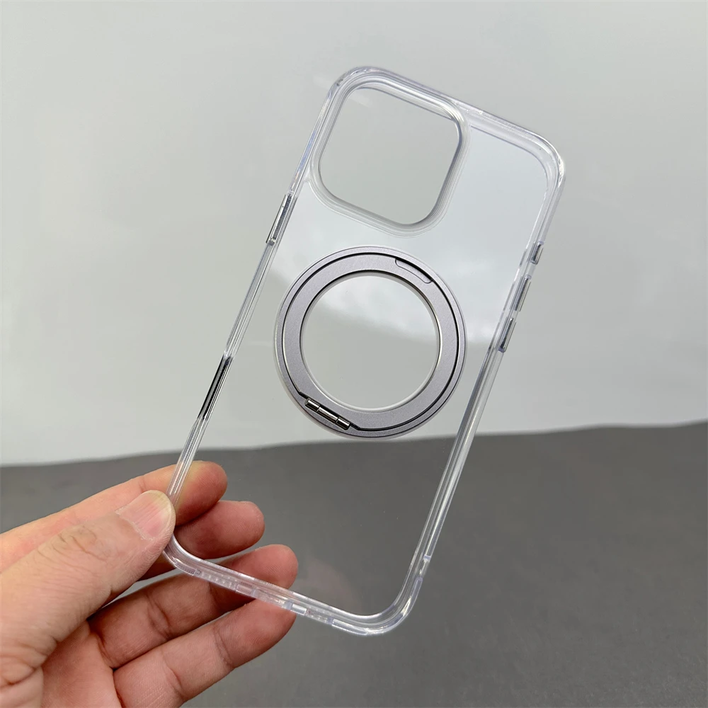 Magnetic Bumper Case with 360° Rotation Metal Ring Holder - Shockproof and Magsafe-Compatible Cover