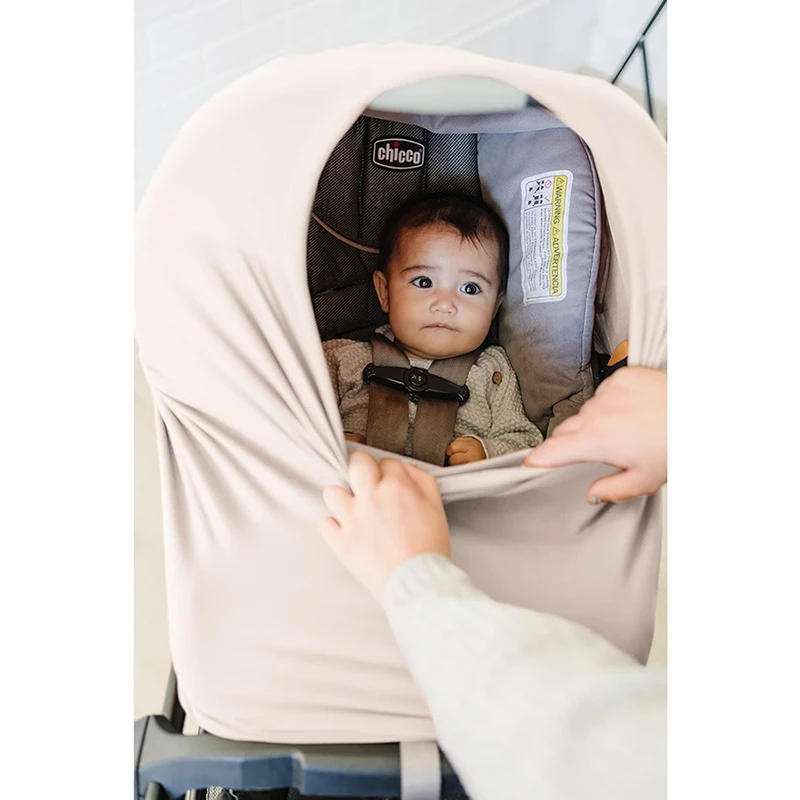 Baby Car Seat Canopy Cover Breathable Stretchy Multi Use Cover for Breastfeeding Nursing High Chair Shopping Cart Strollers