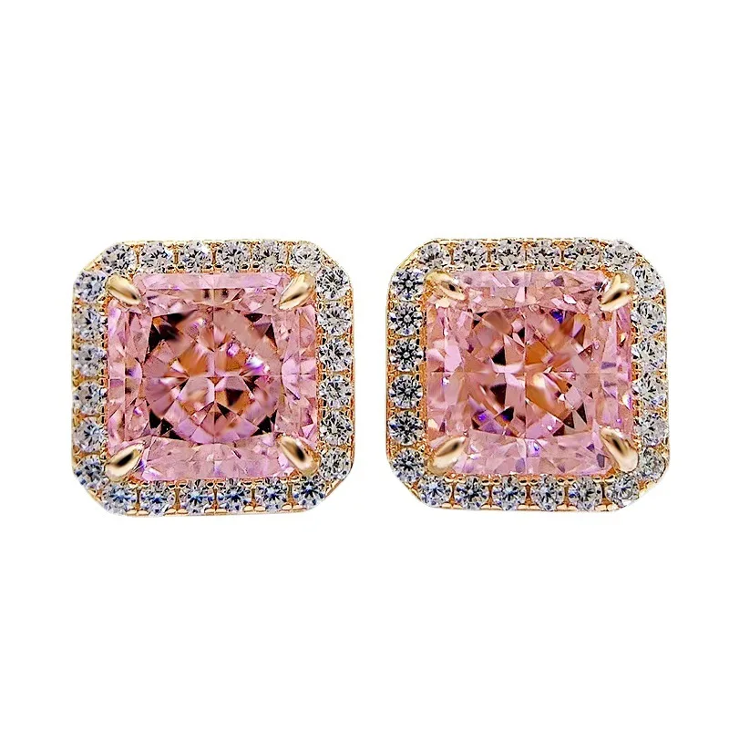

Женские серебряные серьги-гвоздики S925, универсальные серьги из розового золота с бриллиантами в стиле принцессы 3 карата, ювелирные изделия