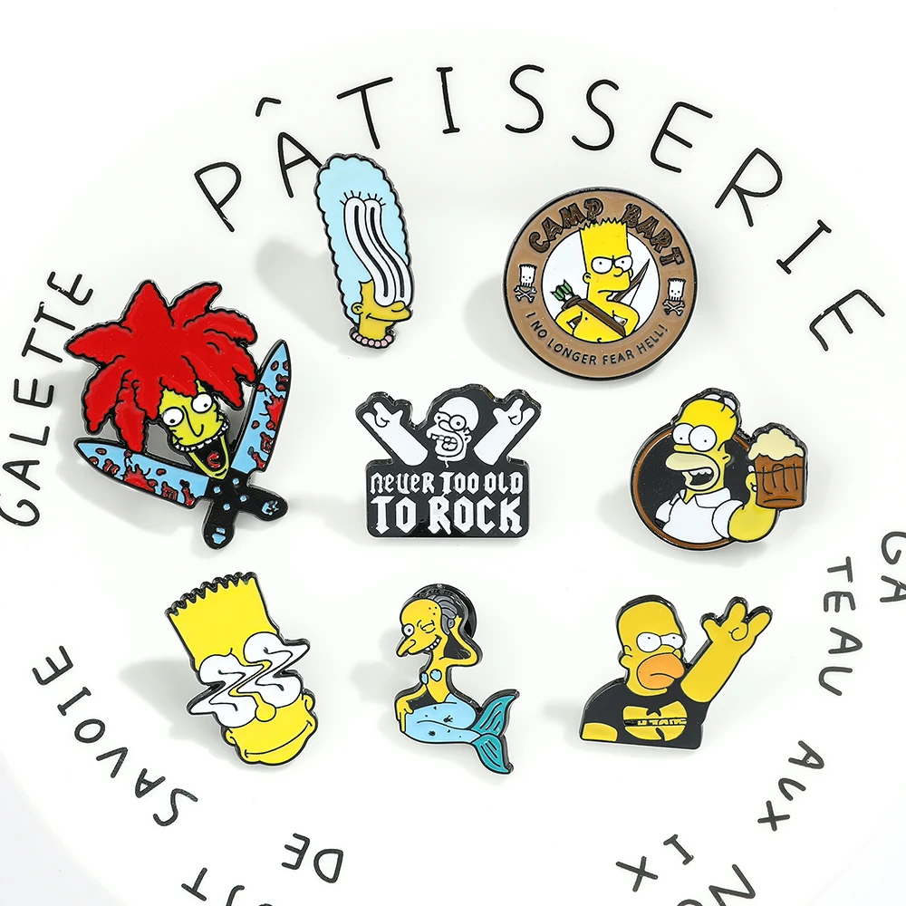 Spilla Smaltata Per Cartoni Animati Figura Disney Cute Bart Simpson Homer J Simpson Spilla Con Badge In Metallo Accessori Per Gioielli Kawaii