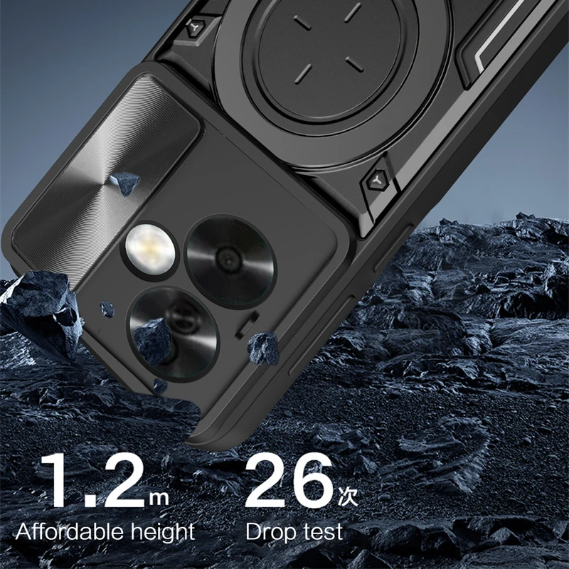 Shockproof Protective Phone Case with Ring Stand Holder and Lens Protection