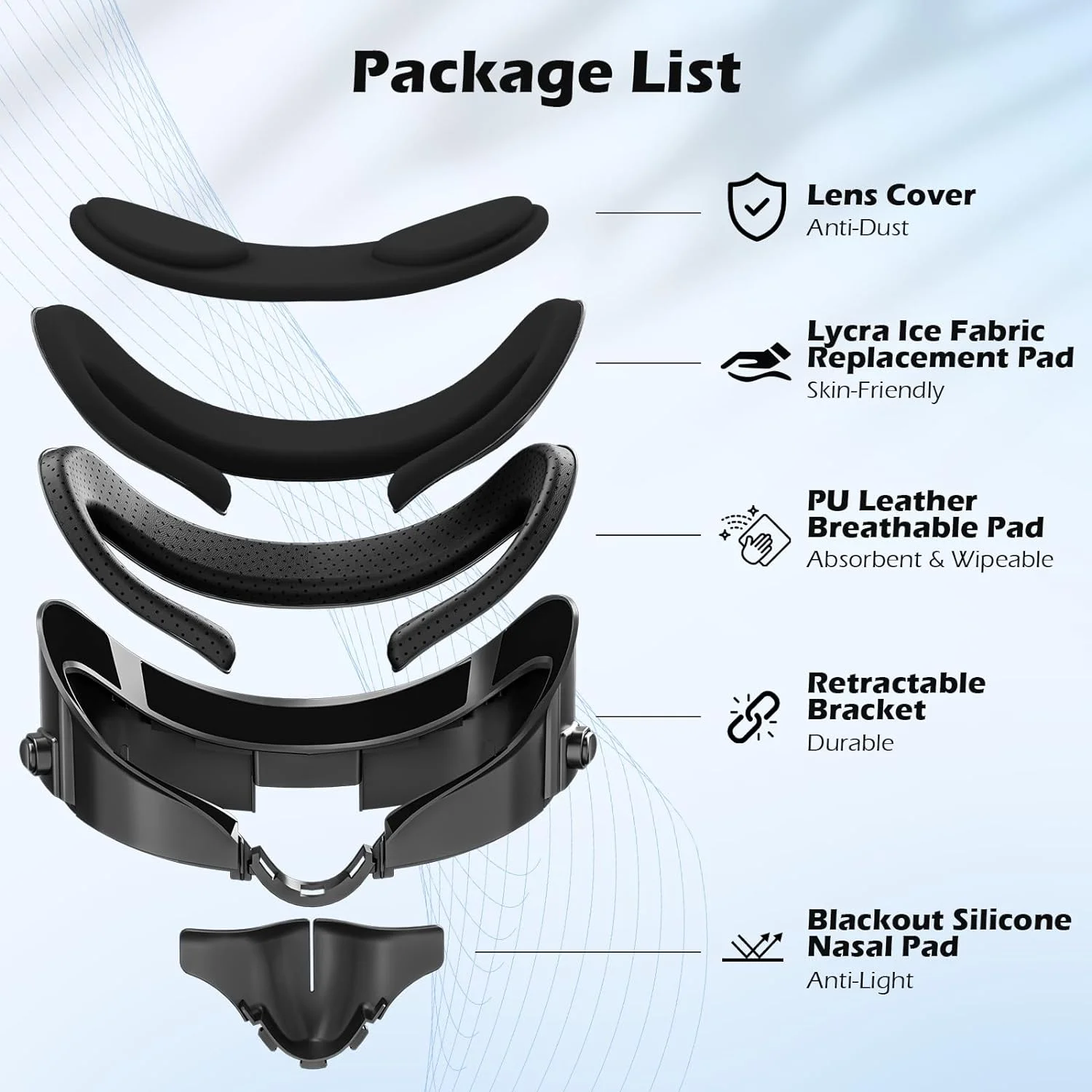 Adjustable VR Facial Interface Bracket with Anti-Light Nose Pad