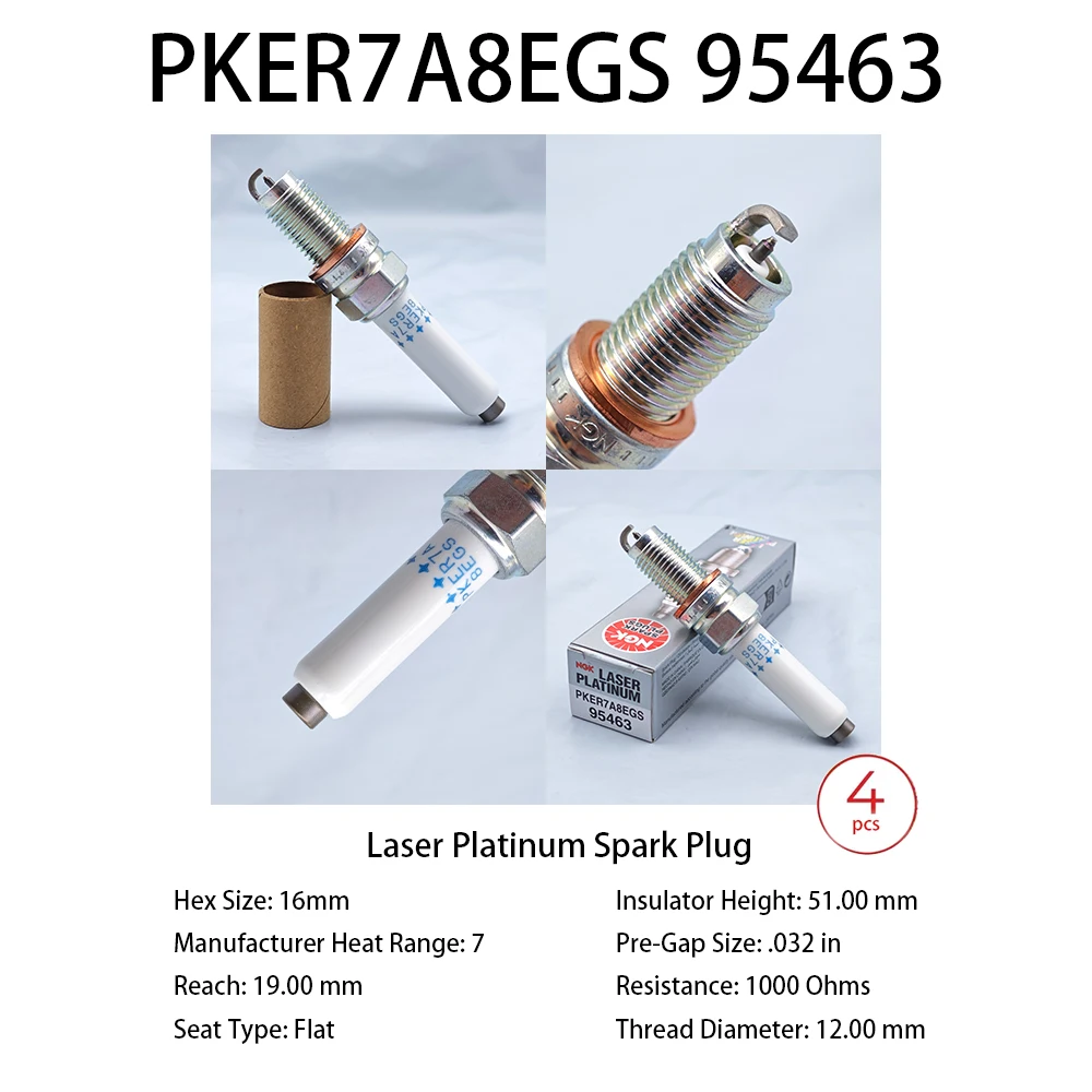 NGK Laser Iridium Spark Plug PKER7A8EGS 95463 4pcs 04E905602 Suitable For Golf 7 Octavia Swift Teng Touran