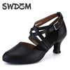 SWDZM Ballroom Dance Shoes For Women Black Closed Toe Modern Dance Shoes Salsa Tango Latin Shoes For Girls Ladies Waltz Shoes 1