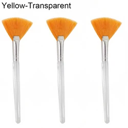 Set of Soft Fan Shape Facial Mask Applicator Brushes - Portable Cosmetic Tool for Smooth Face Mask Application (Transparent Yellow)