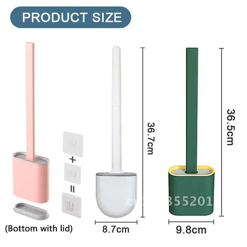 

Silicone Toilet Brush Wc Cleaner No Dead Toilet Brush Cleaning Flexible Soft Bristles Brush With Holder Flat Head