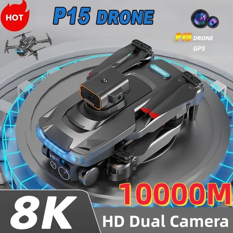 

New P15 Drone Professional 8K GPS Dual Camera 5G Obstacle Avoidance Optical Flow Positioning Brushless Upgraded RC 10000M