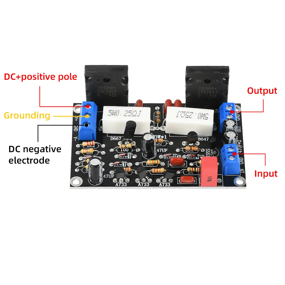Audio Amplifier Board Module 2SC5200+2SA1943 Tube 100W DC 10V-45V Mono Channel High-Power Audio Amplifier Board Driver Speaker - 2