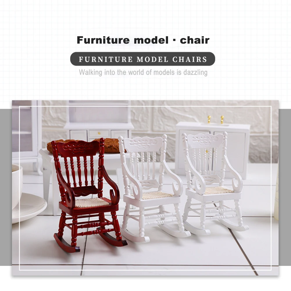 Odoria Miniature 1/12 Fauteuil à Bascule Meuble Accessoire Maison