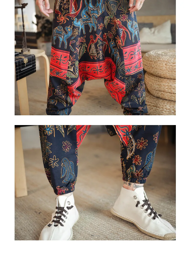 2022 Summer Mens Baggy Cross Pants Men Women Hip-hop Print Wide Leg Pants Male Casual Vintage Long Trousers mens harem joggers