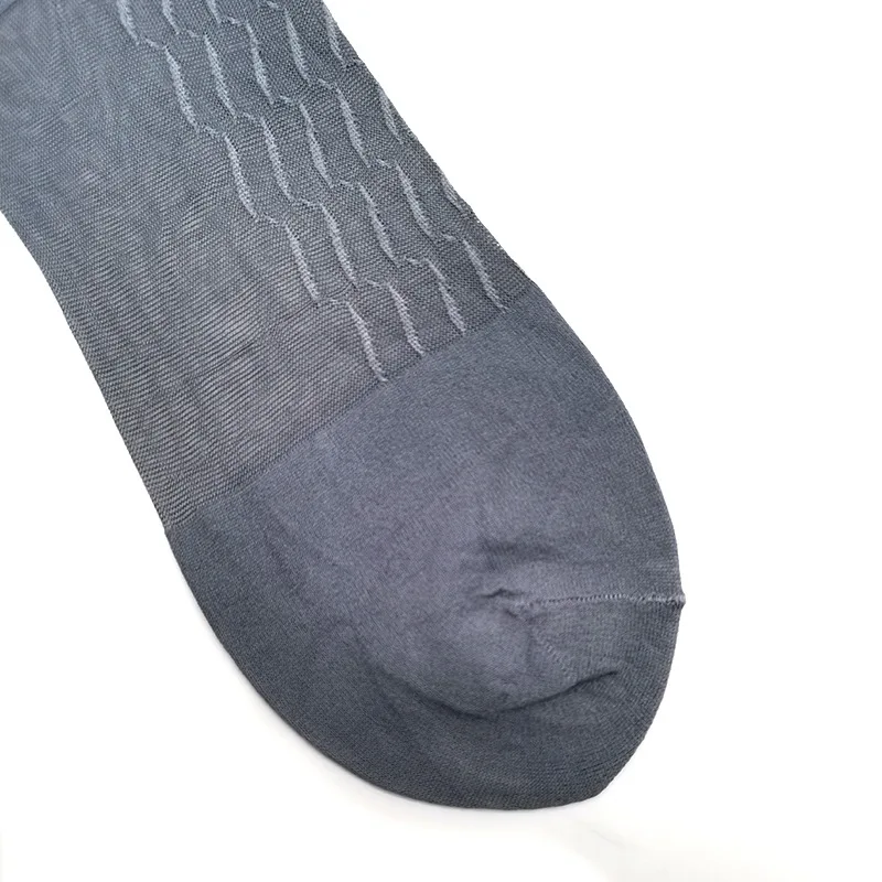 6 Pairs Large Brand Man Polyamide Silk Socks Luxury High Quality Thin Men's Stockings Fashion Jacquard Wave Long Sheer Socks
