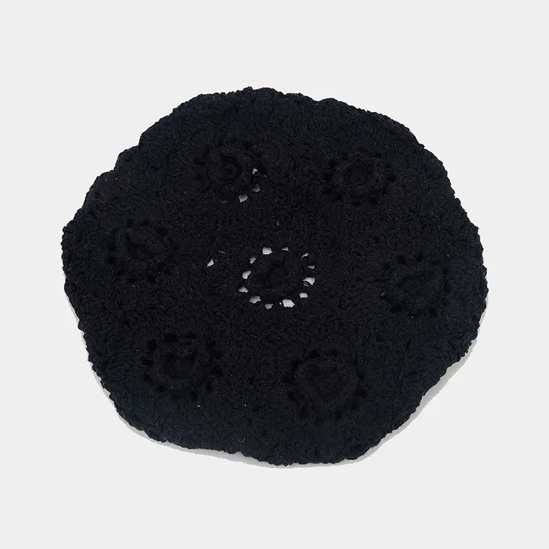 New Women's Knit Beret Hat Spring Casual Thin Acrylic Berets for Women Ladies Plain French Artist Beanie Beret Hats for Female