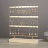 Présentoir de boucles d'oreilles à 3 niveaux et 72 trous, organisateur de rangement de bijoux en métal à 3 couches, support de Base en bois, arbre, support de clous d'oreille, cadeau