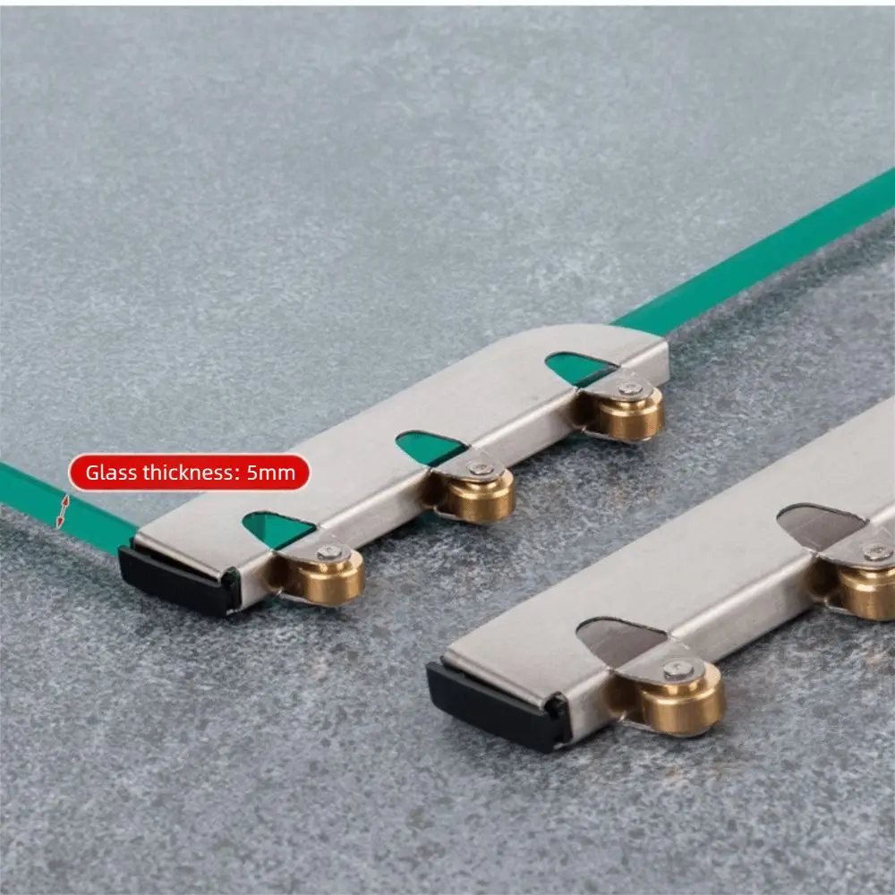 4PCS/Set Stainless Steel Pulley Roller Wear-resistant 3 Copper Wheels Glass Door Pulley Load-Bearing Smooth Track Wheel