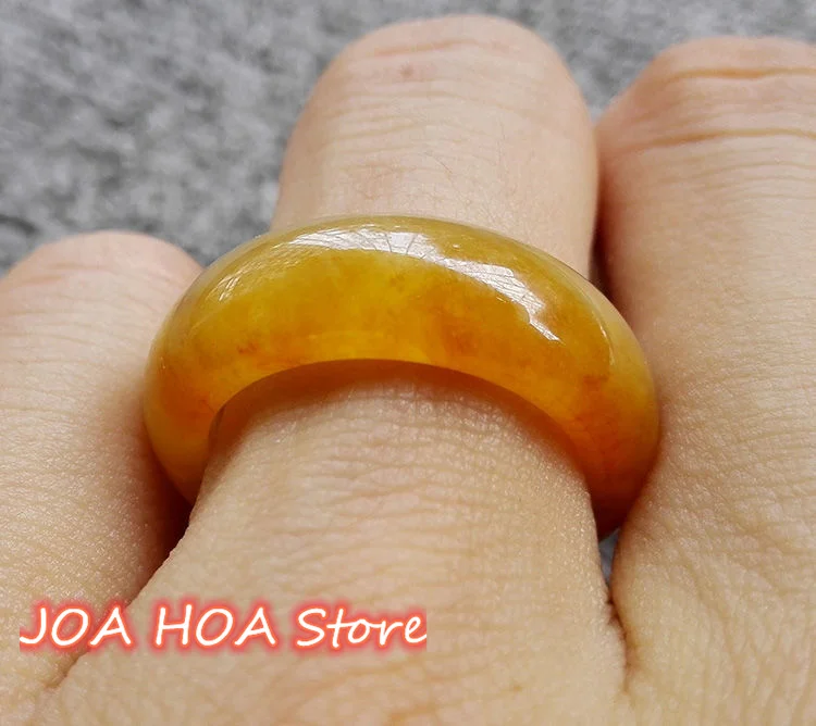 Jewelry Accessories Natural Jadeite Ring Yellow Jade Ice Emerald  Glutinous Full Green Male Handring