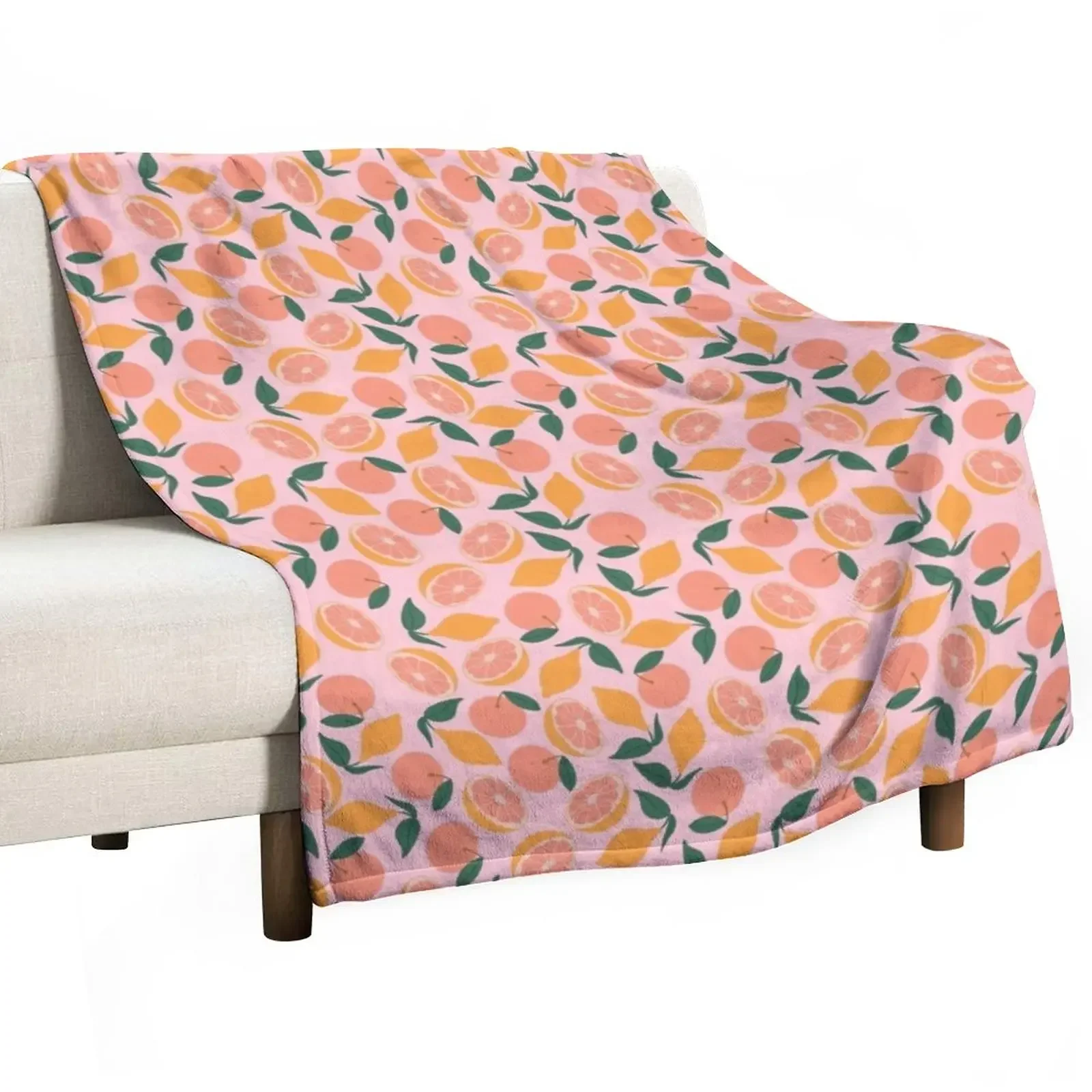

Citrus on pink Throw Blanket funny gift Summer Beddings Decorative Beds Kid'S Blankets
